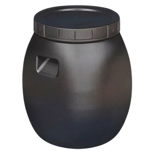 50 Litre Storage Drum - Open Head with Screw-on Lid - Black