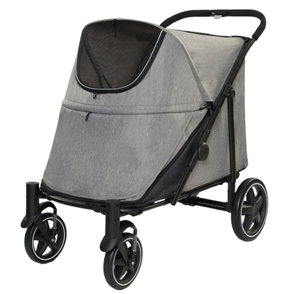 Portable Large Foldable Dog Stroller-grey