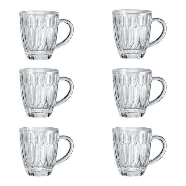 Mug 6-Piece Set 250ml Raffles Embossed Glass
