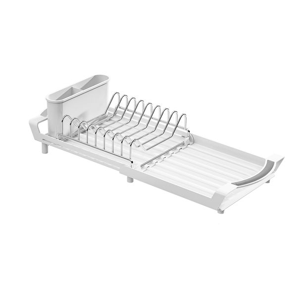 Retractable 1 Layer Dish Draining Rack - Drying Organiser for Kitchen
