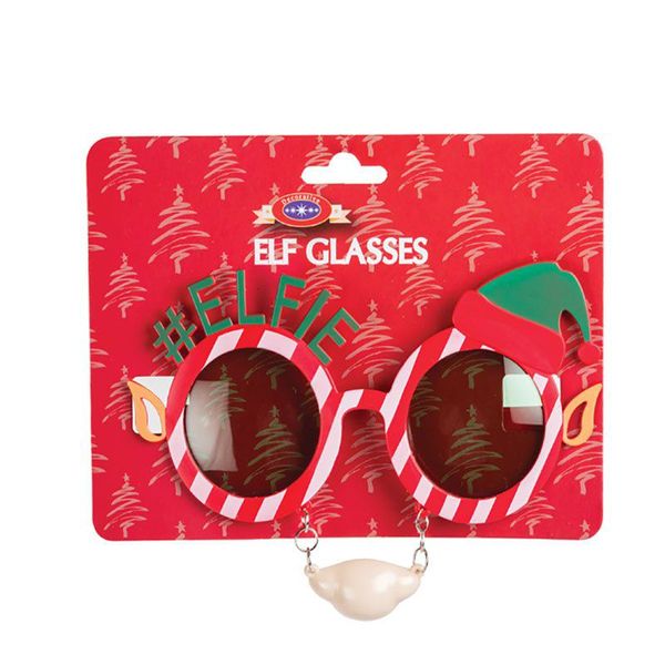 Elf-Dress-Up Glasses - Red &amp; Green - 16cm - 6 Pack