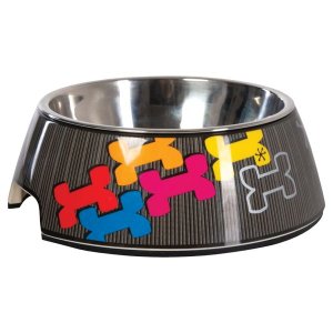 Rogz 2-in-1 Large Bubble Dog Bowl, Multi Bone