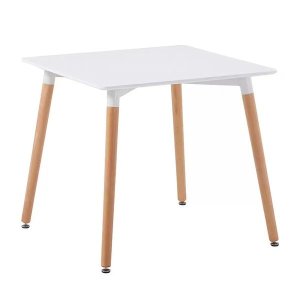 White Square Table with Wooden Legs Office Conference Desk Dinning Table