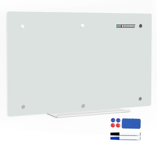Glass White Board Magnetic Pen Tray 150cm x 100cm with Pen Eraser &amp; Magnets