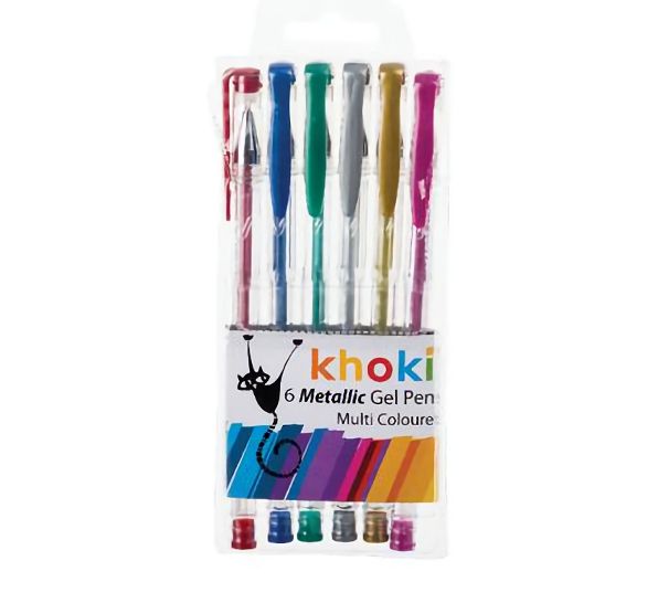 Bulk Pack 5 x Novelty Metallic Gel Pen - 6 Piece Set