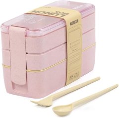 CTS - 900ml Portable Microwave Lunch Box 3 Layer Wheat Straw Bento Boxes