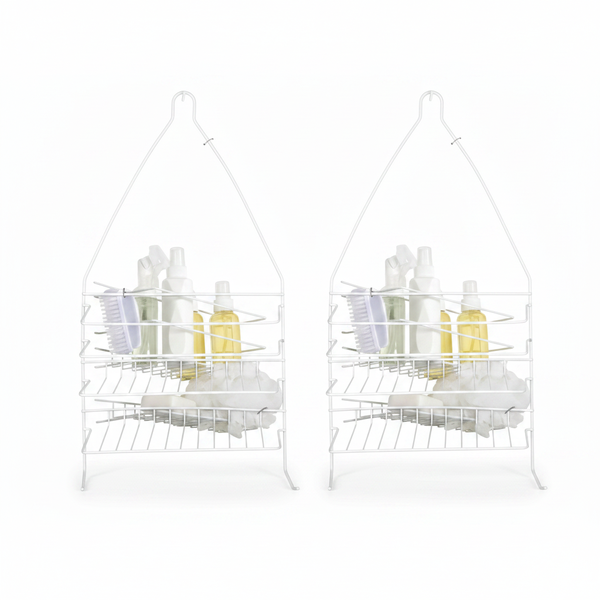 Healthglow Metal Shower Caddy 48cm - Rust-Resistant Bathroom - 2 Pack
