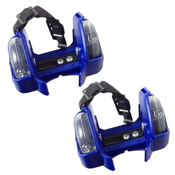 Kids Flashing Roller Skates - Clip on Heelies with LEDs - Blue