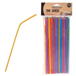 Bulk Pack of 10x Assorted Flexible Straws (70 Piece)