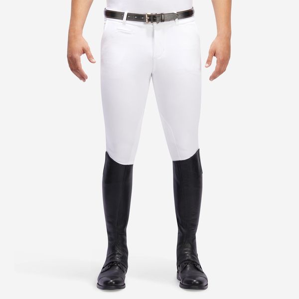 Fouganza Men's Horse Riding Competition Jodhpurs With Grippy Suede Patches 140 - White
