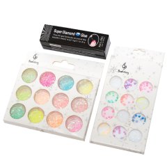 Nail Art Shimmer Dust, Crystals &amp; Diamond Glue - Neon