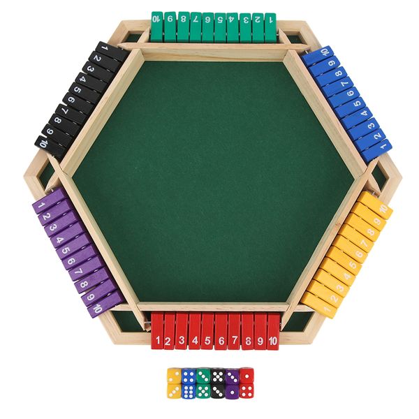 Shut The Box Dice Game 6 Player 6 Color Sided Tabletop Shut The Box Game
