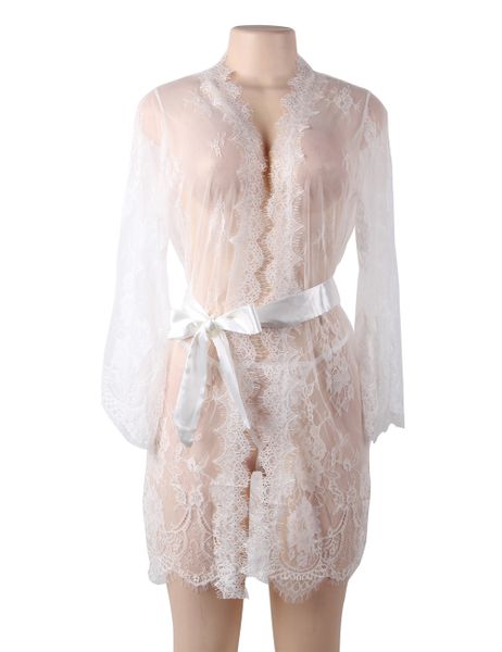 Edendiva's Delicate White Long Lace Lingerie Gown