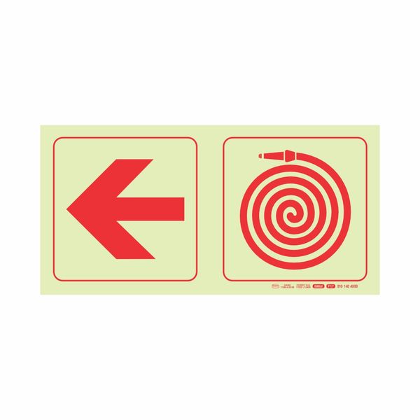 Parrot Photoluminescent Safety Sign 190mm - F17 Arrow Left + Fire Hose Reel