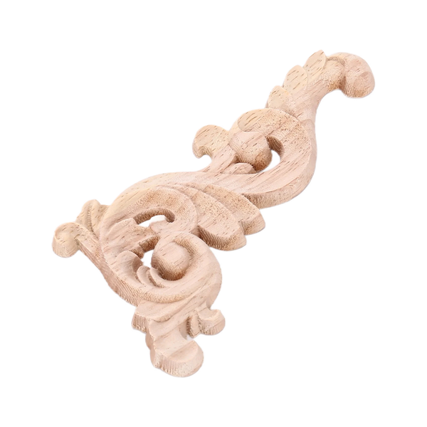 Wood Carved Decal Corner Onlay Applique Door Wall Decor 12x6cm Unpainted