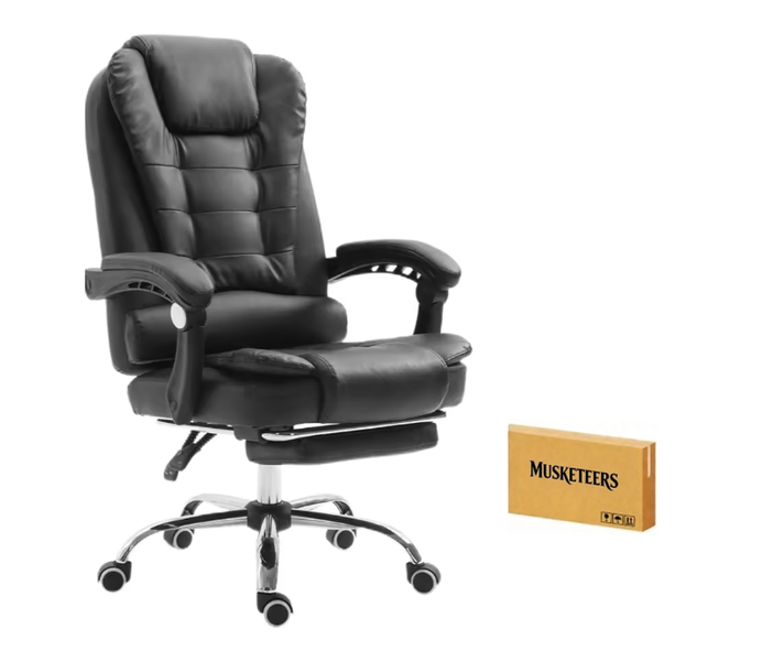 MUSKETEERS Modern Ergonomic Office Chair PU Leather Upholstery Footrest