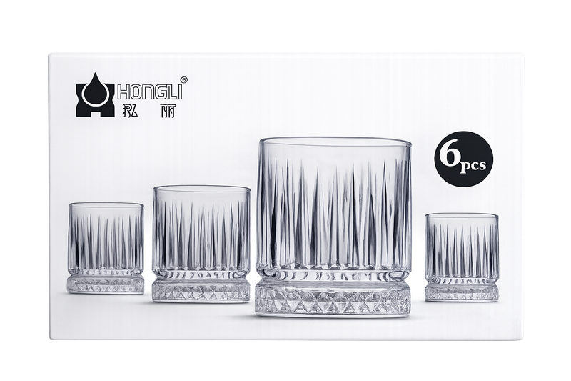 6-Piece Crystal Cut Gin Glass Set - Premium Drinking Glasses (300ml)