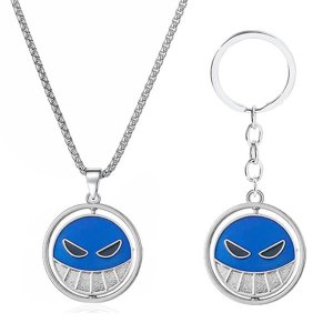 Rotating One Piece Anime Ace Necklace and Keyring Jewellery Set