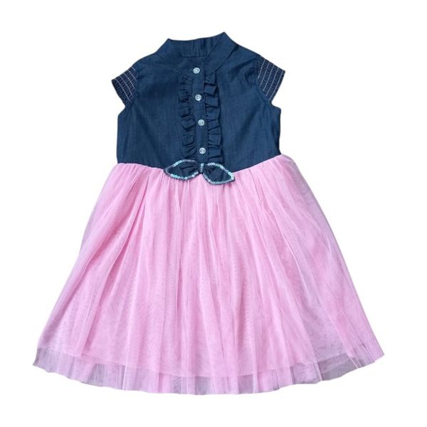Baby Girl Denim and Pink Tulle Dress 12-18M