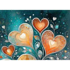 Modern Canvas Wall Art Home Decor - Orange Heart 02