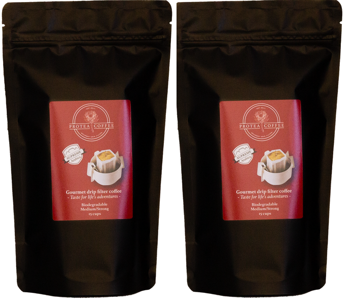 Protea Coffee Gourmet Drip Filter Coffee Creamy Supreme Arabica Pack of 2