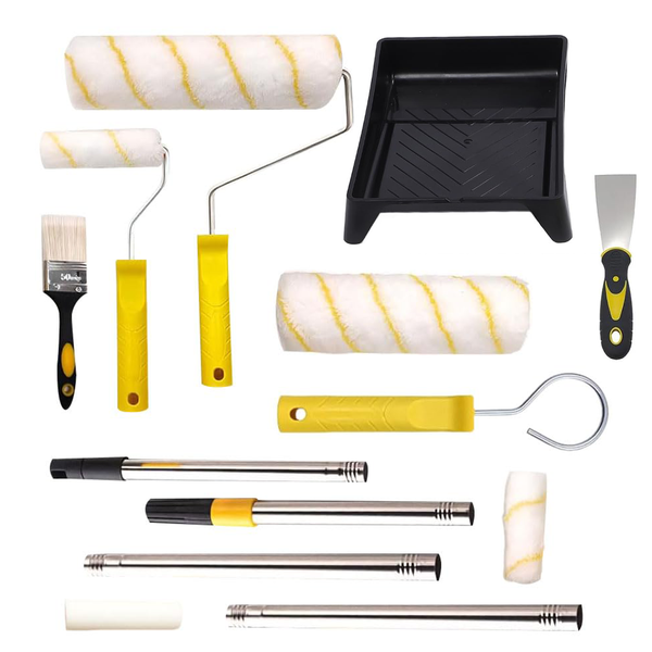 12 piece Painting Kit - Premium Paint Roller, Tray and Brush Set