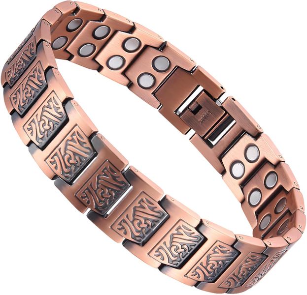 Pure Copper Bracelet for Men, 2-Row Strength Magnetic Bracelets