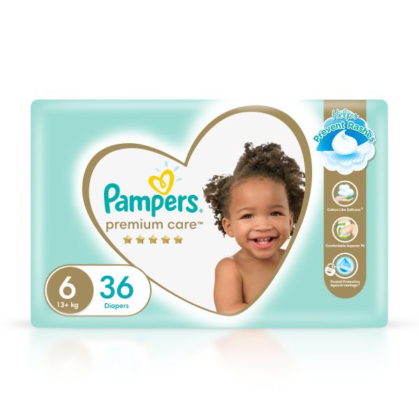Pampers Premium Care Size 6 (+16 kg) 36 Nappies, Airflow Skin Comfort