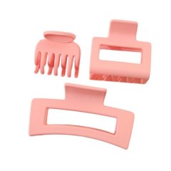 3-Piece Square Claw Clip Set - Pink