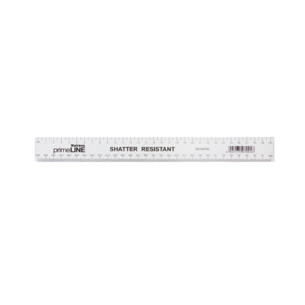 Primeline- Shatter Resistant Ruler 30cm Clear x 16