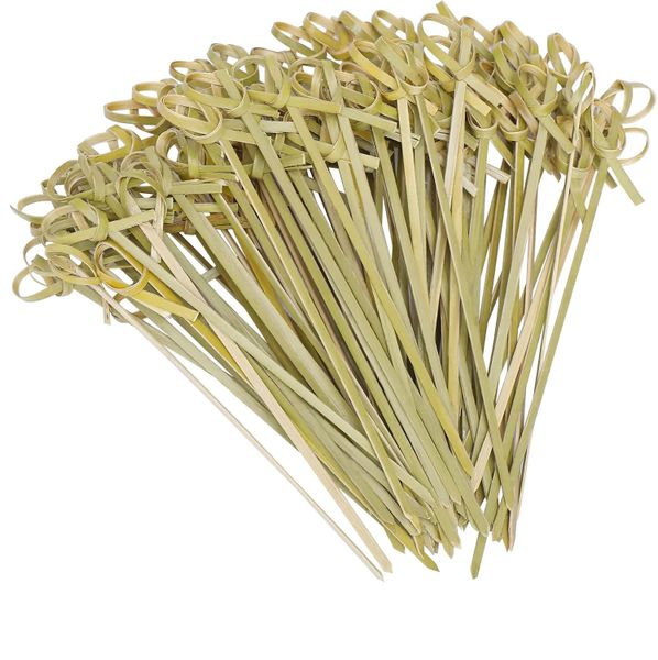 100 Pieces Bamboo Looped Knot Natural Biodegradable Food Skewers