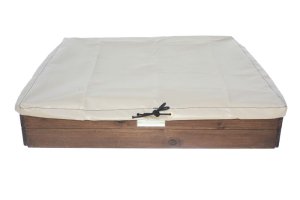 4 Seater Folding &amp; Bench Sandpit + Rain Cover - Varnished - Just For Kids