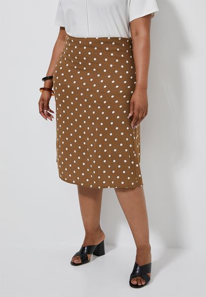 Women's Superbalist Midi Slip Skirt (Plus) - Brown &amp; White