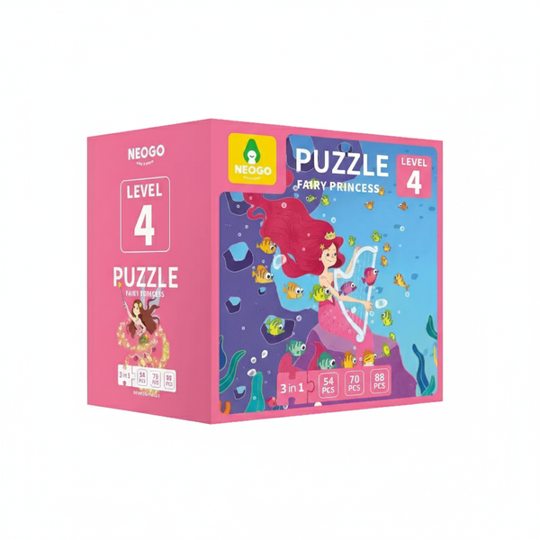 Neogo Fairy Princess 3in1 Puzzle Set 54, 70 &amp; 88 Pieces Fun Educational Toy