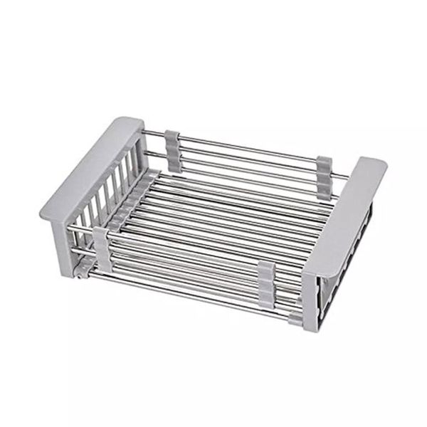 Kitchen Dish &amp; Fruit Drying Rack With Adjustable Arms Holder