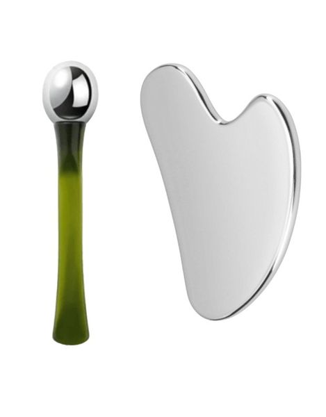 Stainless Steel Gua Sha &amp; Eye Massage Tool With Roller Ball Tip