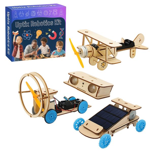 Kids DIY 3D Model Aeroplane, Binoculars and Solar &amp; Battery Powered Cars