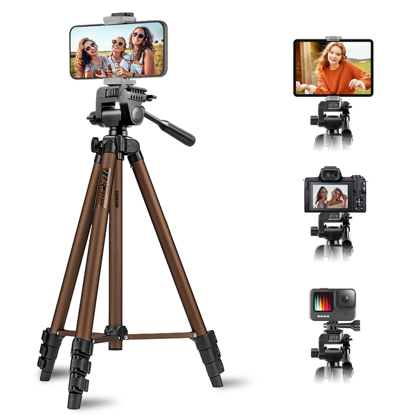 125cm Tripod Travel Stand for Phone / Camera with Phone Holder-adjustable