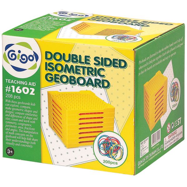 Gigo Geoboard Double-sided Isometric 8 Pieces Box - 11X11 / 21cm