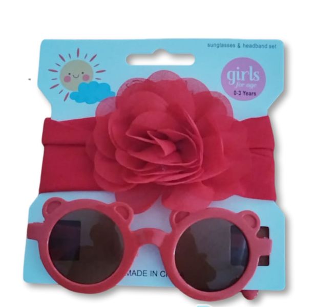 Polarised Round Sunglasses and Headband Set - Red