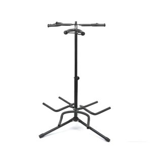 3 Hold Adjustable Guitar Stand with Tripod Base &amp; Rubber Protection - Black