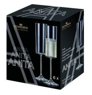 Bohemia Royal Crystal Anita Flute Glasses 6pk