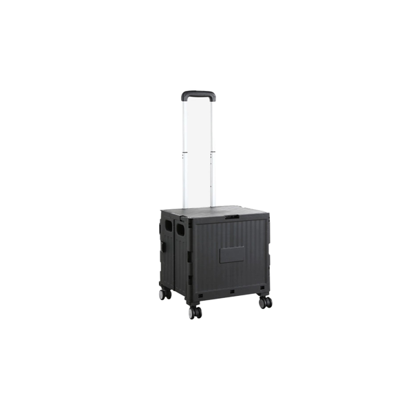 45L Folding Trolley Storage Box - Portable, Collapsible Wheeled Organizer
