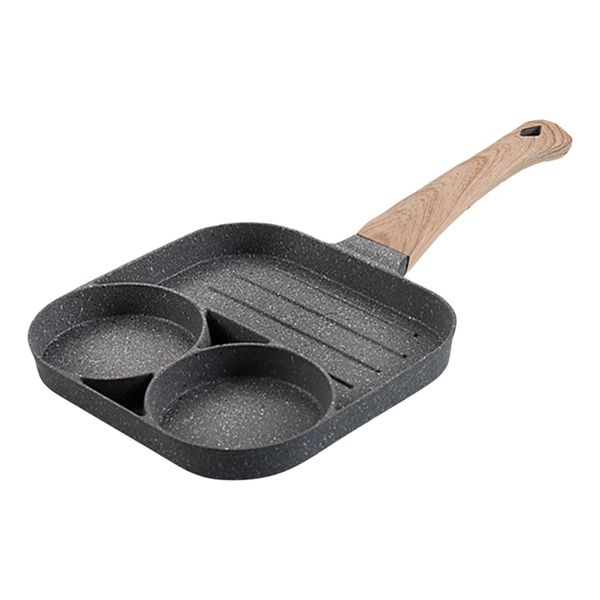 3 Grids Non-Stick Multifunctional Egg, Pancake, &amp; Burgers Frying Pan