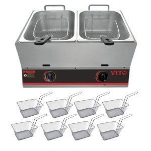 Vito dfg-12l 12 L Gas Deep Fryer and 8 Chip Baskets