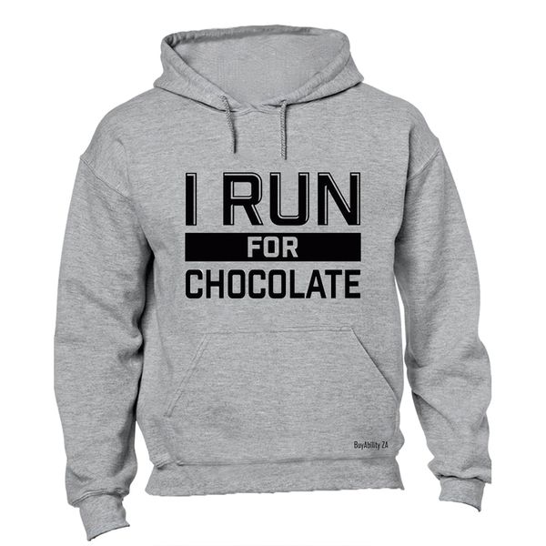 I Run For Chocolate - Mens - Hoodie - Grey