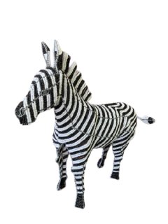 African Bead and Wire Handcrafted Zebra Home D cor Ornament Large