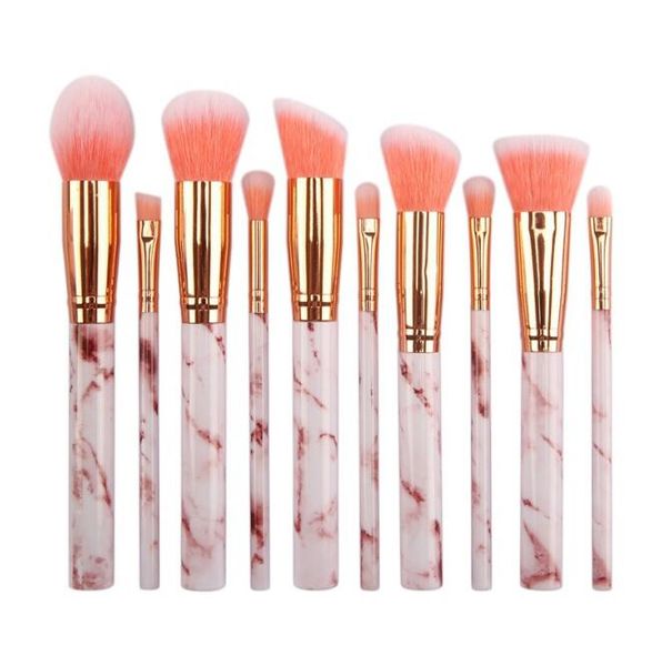 Wonder Towel Luxury 10 Piece Marble Cosmetic Makeup Brush Set White