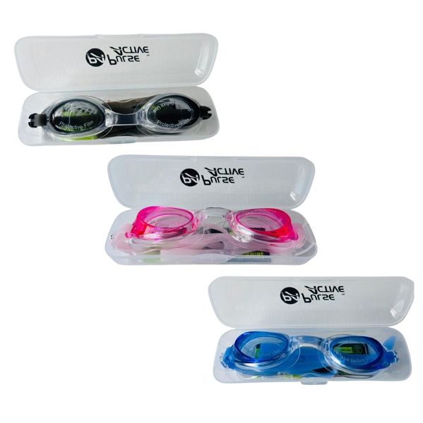 Pulse Active Adjustable Swimming Adult Goggles, Case &amp; Earplugs (Set of 3)