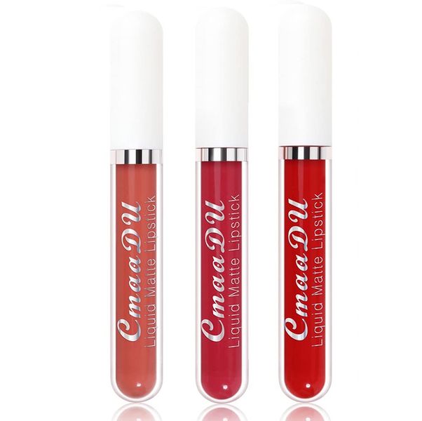 CmaaDu 3 colors Matte Liquid Lipstick Set, Velvety Liquid Lipstick Long Lasting